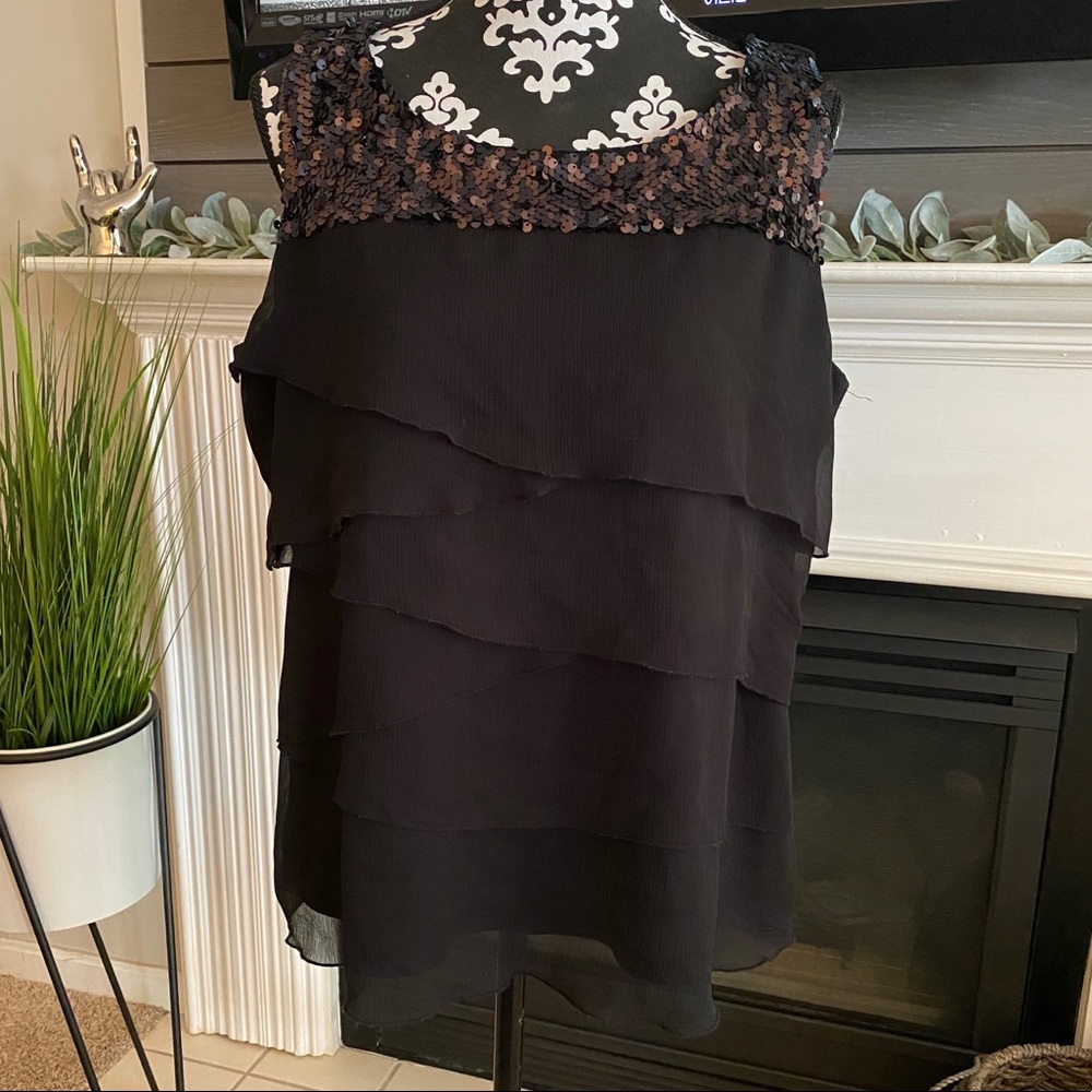 Apt 9 Black Tiered Sequin Sleeveless Blouse